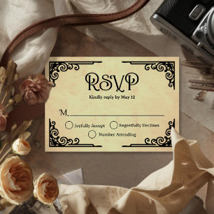 Trouwfeest in vintage stijl RSVP kaartje