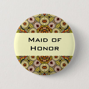 Trouwfeest in vintage-stijl, tuinvloeemen vlinders ronde button 5,7 cm