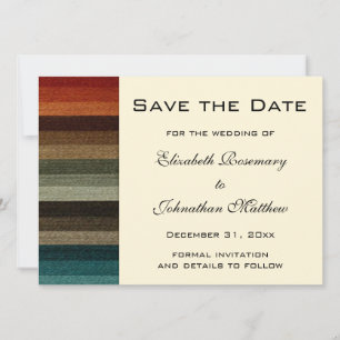 Trouwfeest in vintage stijl, warm herfst strepenpa save the date