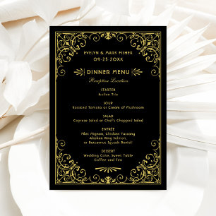 Trouwfeest in vintage zwart en goud Art Deco-stijl Menu