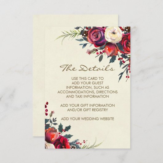 trouwfeest informatie in de winter vakantie detail informatiekaartje (Voorkant / Achterkant)