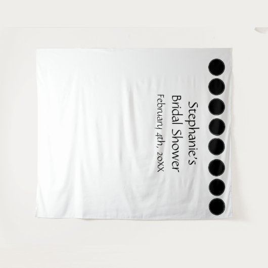 Trouwfeest Initialen Naam Zwarte Stippen Wit Koel Wandkleed (Voorkant (horizontaal))