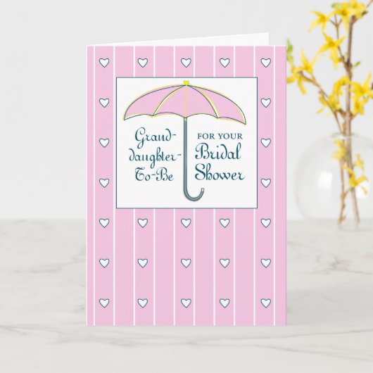 Trouwfeest Kleinzoon Roze Paraplu Kaart (Gele Bloem)