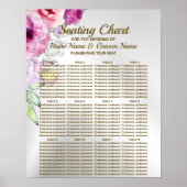 Trouwfeest Kleurig Roze Bloemmotief Zilver Elegant Poster (Voorkant)