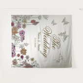 Trouwfeest Kleurrijke Tuin Bloemen Vlinders Wandkleed (Voorkant (horizontaal))