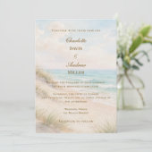 Trouwfeest luxe aan het strand kaart (Staand voorkant)