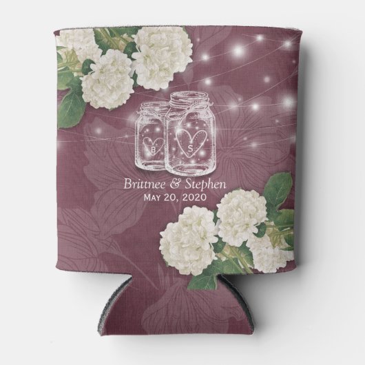 Trouwfeest Mason Jars Hortensia Slingerlichtjes Blikjeskoeler (Voorkant)