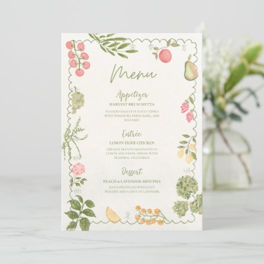 Trouwfeest Menu Sjabloon Rechtstreeks van de Markt Kaart (Staand voorkant)