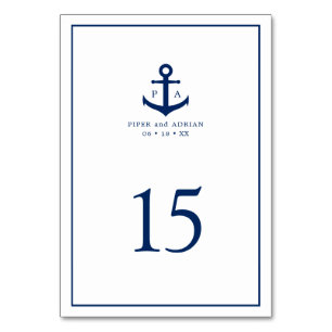 Trouwfeest met anker-monogram in marineblauw kaart