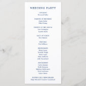 Trouwfeest met anker-monogram in marineblauw programmakaart (Achterkant)