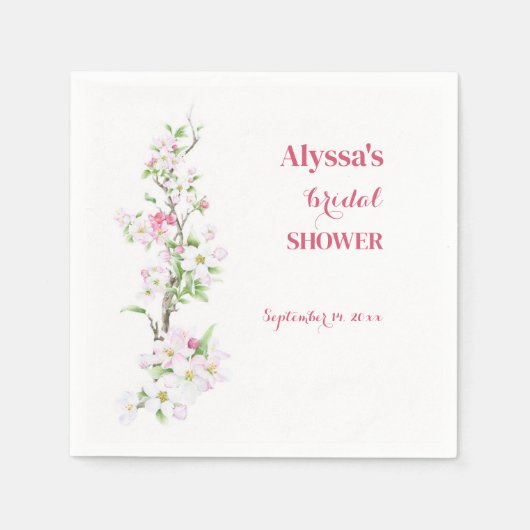 Trouwfeest met appelbloesem personalisatie servet (Voorkant)