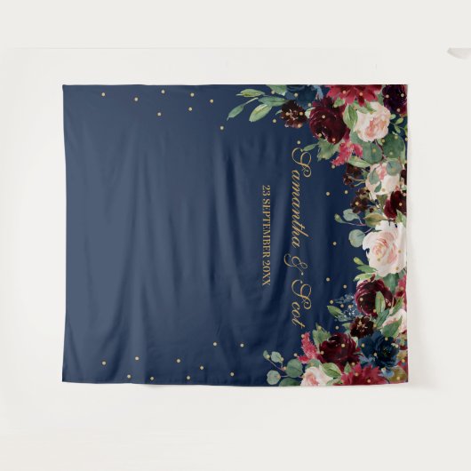 Trouwfeest met bloemen in blosroze, bordeauxrood e wandkleed (Voorkant (horizontaal))