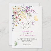 Trouwfeest met bloemen kaart (Voorkant)