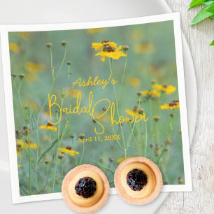 Trouwfeest met bloemen Minimalistische gele wilde  Servet