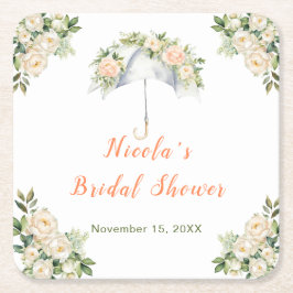 Trouwfeest met bloemenscherm kartonnen onderzetters