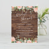 Trouwfeest met bloemige blos gouden roestige houte kaart (Staand voorkant)