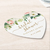 Trouwfeest met bloemige roze gouden confetti kartonnen onderzetters (Gekanteld)