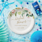 Trouwfeest met bloemige roze goudkleurige confetti papieren bordje (Feest)