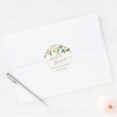 Trouwfeest met bloemige roze goudkleurige confetti ronde sticker (Envelop)