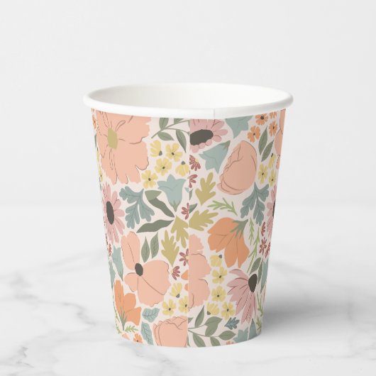 Trouwfeest met bloemmotief Persoonlijk  Papieren Bekers (Rechts)