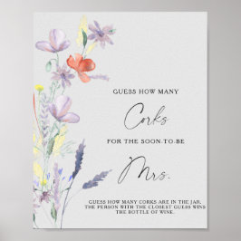 Trouwfeest met bloemmotief Raad hoeveel kurken Poster