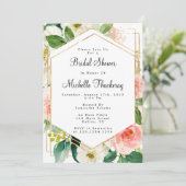 Trouwfeest met blos en gouden tinten kaart (Staand voorkant)