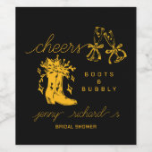 Trouwfeest met bubbels en bruidsboeket wijn etiket (Enkel label)