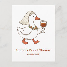 Trouwfeest met eend voor bruidspartij met geperson briefkaart