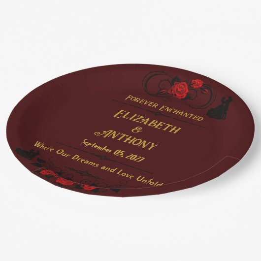 Trouwfeest met eeuwige betovering papieren bordje (Gekanteld)