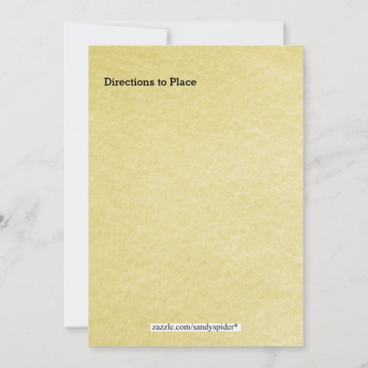 Trouwfeest met gouden perkament sinaasappelbloem i kaart (Achterkant)