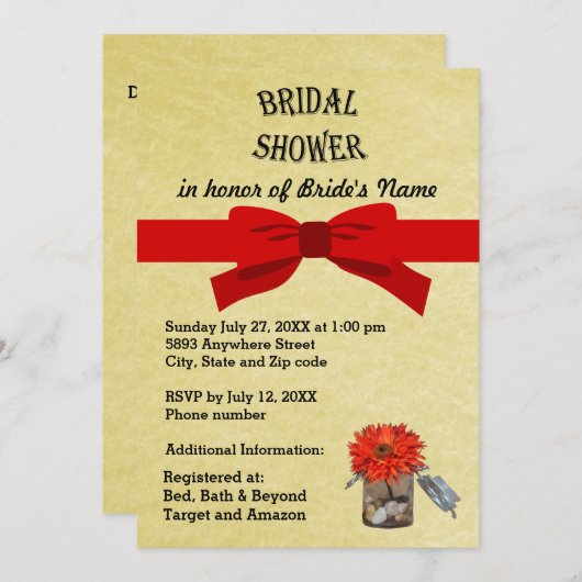 Trouwfeest met gouden perkament sinaasappelbloem i kaart (Voorkant / Achterkant)