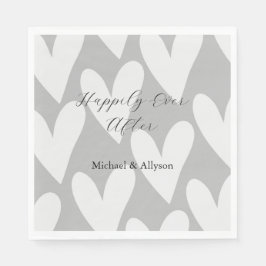 Trouwfeest met grijze en witte harten servet