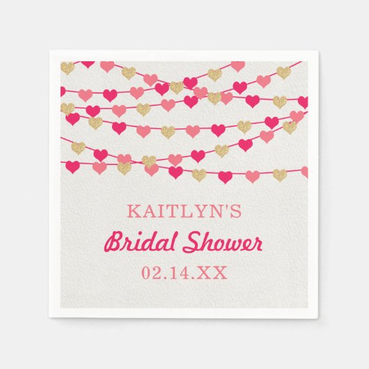 Trouwfeest met hangende hartjes servet (Voorkant)