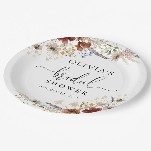 Trouwfeest met kleine wilde bloemen papieren bord (Gekanteld)