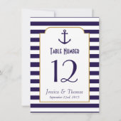 Trouwfeest met marineblauw, wit en anker kaart (Voorkant)