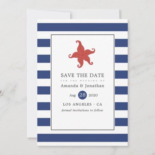 Trouwfeest met maritiem thema save the date (Voorkant)