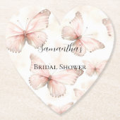 Trouwfeest met mooie roze vlinders kartonnen onderzetters (Voorkant)