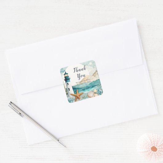 Trouwfeest met nautisch thema voor bruid vierkante sticker (Envelop)