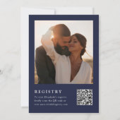 Trouwfeest met Navy-blauwe bloemen en QR-code Kaart (Achterkant)