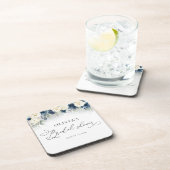 Trouwfeest met Navy Blauwe en Witte Rozen Bier Onderzetter (Rechterzijde)