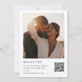 Trouwfeest met Navy Blue Monogram Foto QR Code Kaart (Achterkant)