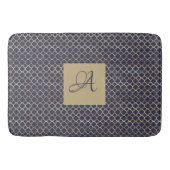 Trouwfeest met Navy Blue Monogram Quatrefoil Badmat (Voorkant)