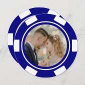 Trouwfeest met Navy Blue Vegas Poker Chips Kaart (Voorkant / Achterkant)