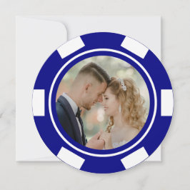 Trouwfeest met Navy Blue Vegas Poker Chips Kaart