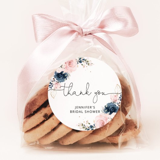 Trouwfeest met Navy Blush bloemen Ronde Sticker