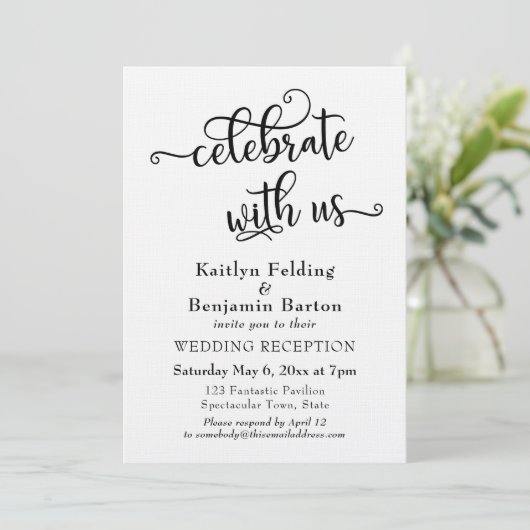 "Trouwfeest met ons gevierd" Typografie Trouwrecep Kaart (Staand voorkant)