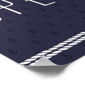 Trouwfeest met open bar-bord met blauwe ankers poster (Hoek)