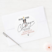Trouwfeest met Roze Champagne Bruidssuikers Ronde Sticker (Envelop)