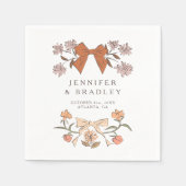 Trouwfeest met terracotta Boho linten en bloemen Servet (Voorkant)