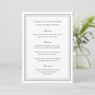 Trouwfeest met traditionele zwart-wit tijdloze sti menu